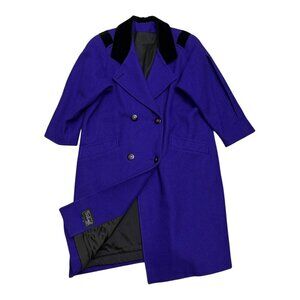 VINTAGE BALIMEL Montreal Purple WOOL Luxury Winter Long Pea Coat Womens 8